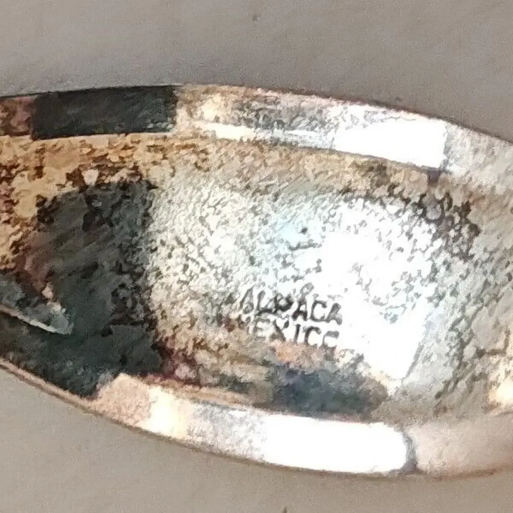 VTG Mexican Silver Hinged Bangle Bracelet Inlaid Flower Mother‎ of Pearl Childs